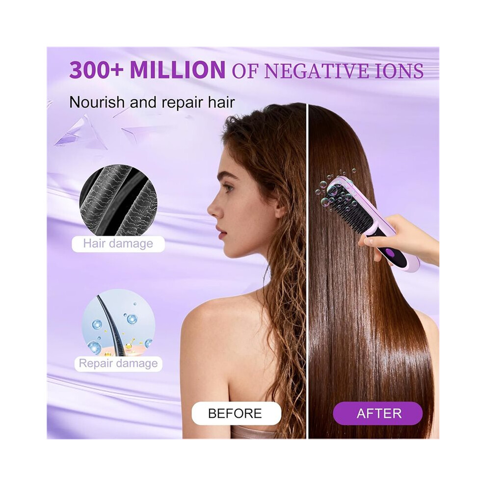 Go Brush Pro Portable Straightener Brush with LCD Display, Fast Heating, Cordless