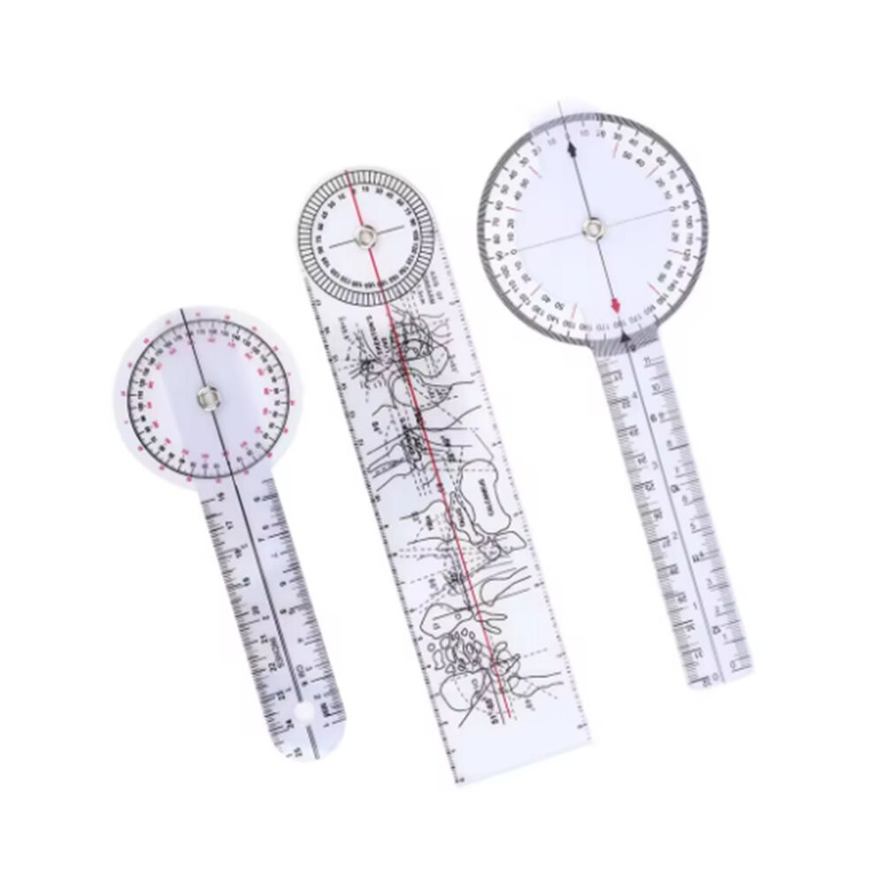 3Pcs 360 Degree Goniometer Angle Medical Spinal Angle Ruler Angle Inclinometer Ruler Protractor Angle Finder Measuring