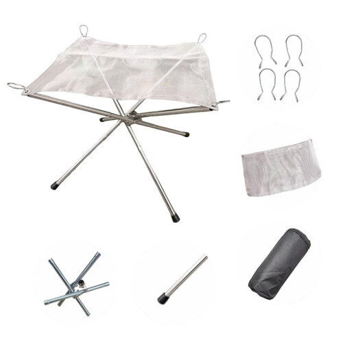 Portable Outdoor Fire Pit Foldable Fire Pits for Outside Wood Burning Small Wire Firepit with Carrying Storage Bag