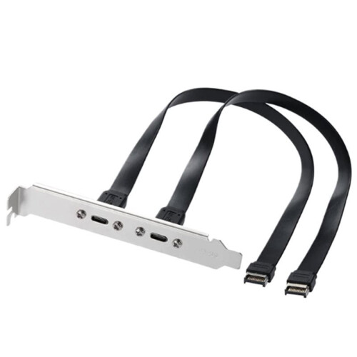USB 3.2 20-Pin Typ-E IDC Frontpanel-Header-Verlängerungskabel mit PCIE-Blende, 20 Gbit/S, Typ-E-Stecker auf USB-C-Buchse