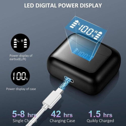 Ασύρματα ακουστικά με μείωση θορύβου ANC και ENC, Bluetooth 5.3, οθόνη LED, αδιάβροχα IP7, 3 1