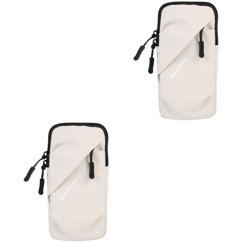 2Pcs Grey Elastic Arm Bands for Phone with Storage Pouch 1
