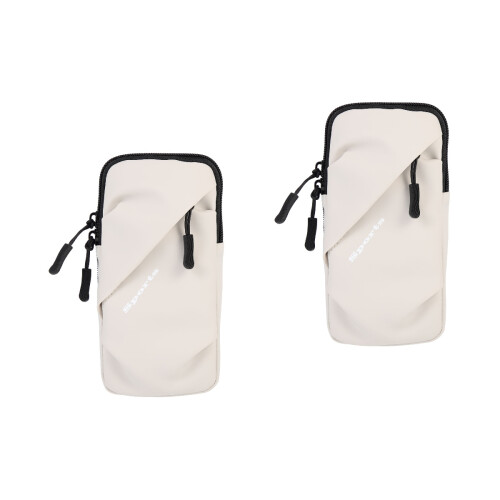 2Pcs Grey Elastic Arm Bands for Phone with Storage Pouch 2