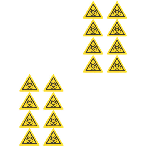 16Pcs Pc Material Biological Hazard Warning Stickers in Yellow 1
