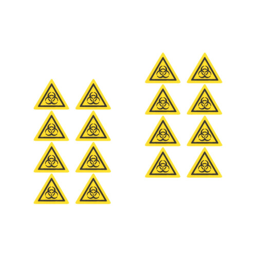16Pcs Pc Material Biological Hazard Warning Stickers in Yellow 2