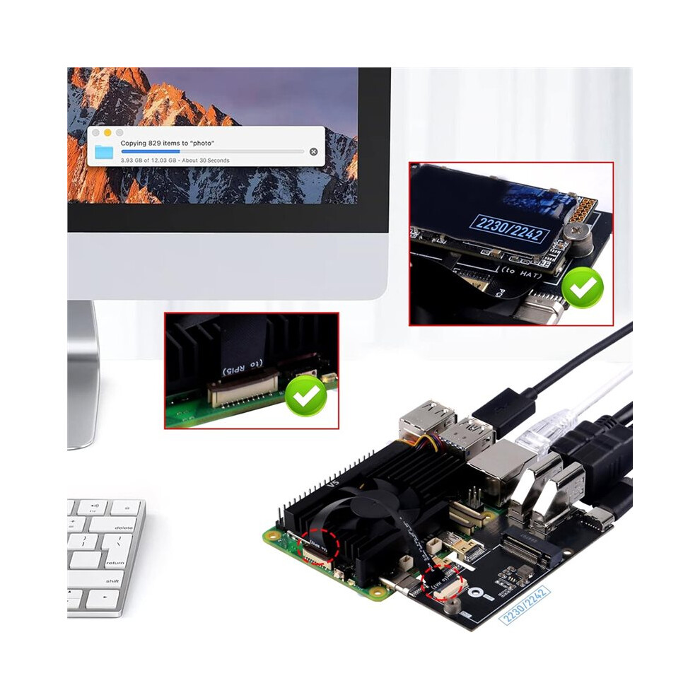 Compatible Adapter With Pcie 3.0X1 M.2 Nvme 2230/2242 For Raspberry Pi 5 6033460450379