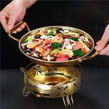Hammered Stainless Steel Fry Pot Saucepan Hot Pot Dry Pots Seafood Fried Chicken Plate Korean Flat Kitchenware Silver