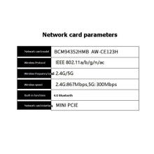 BCM94352HMB AC867M Wireless-Karte 2.4G/5G Dualband  PCI-E Netzwerkkarte mit Eingebauter Antenne