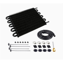 Kit de Resfriamento de Óleo de Transmissão Universal, Tubo de Liga de Alumínio e Resfriador de Fins, Preto 10 Passagens, Reduz Temperaturas de ATF