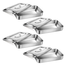 Stainless Steel Trays, Dental Instruments Organizer with Lid and Handle, 9 Inch