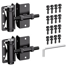 Heavy Duty Self-Closing Gate Hinges for Wood/Metal/Vinyl/PVC Fences, Adjustable Tension, Black Finish, 2-Pack