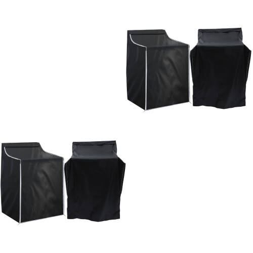 4Pcs Black Washing Machine Covers Elastic Band Oxford Cloth Protector 1