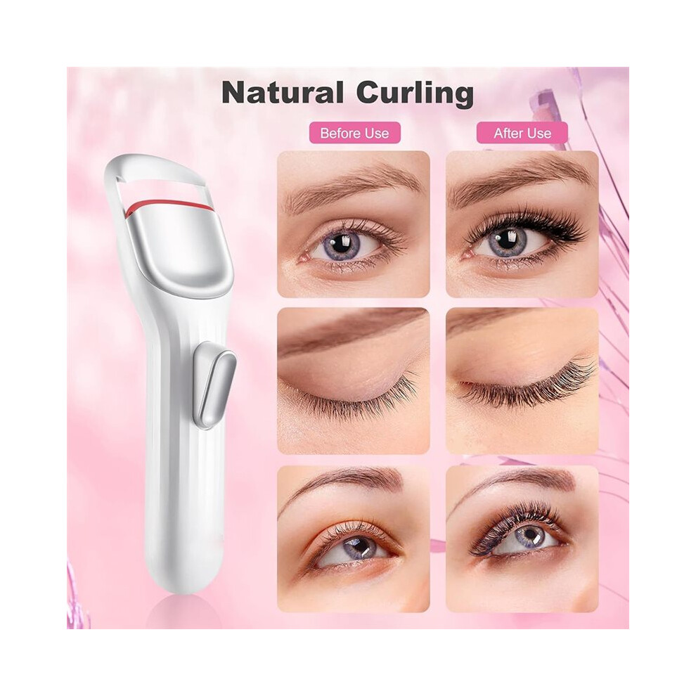 Heated Eyelash Curler Eye Lashes Curler with Innovative Heating Silicone, Electric Eyelashes Curler with 500mAh Battery