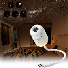 Luz Nocturna con Proyector, Proyector de Luz Nocturna Estrellada Portátil USB para Dormitorio,  Lámpara de Pared LED (5 Diapositivas)