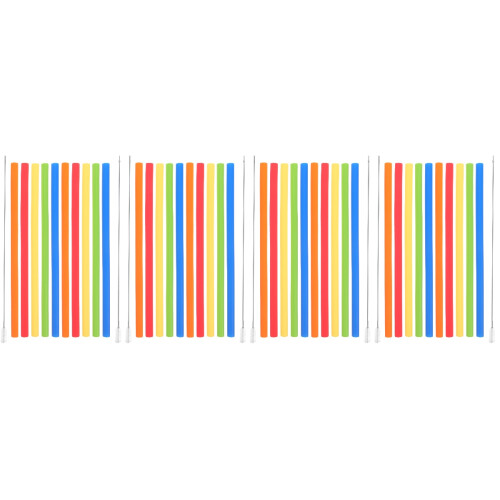 4Sets Reusable Silicone Straws Multi-Color for Coffee Wine Milk Tea 2