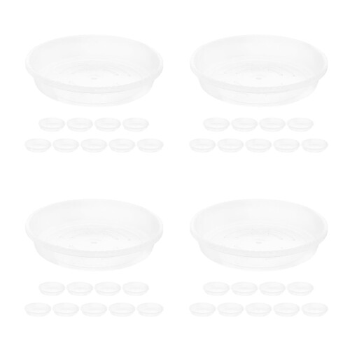 40Pcs Transparent Plastic Planter Saucers Reusable for Indoor Plants 2