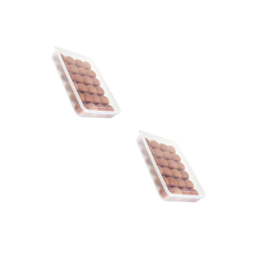 2Pcs Transparent Plastic Food Container Khaki Kitchen Crisper with Lid 1