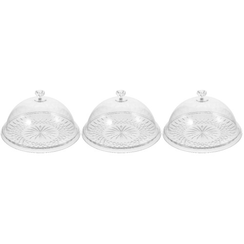 3Pcs Transparent Cake Plate with Dome Lid for Dessert Storage 2