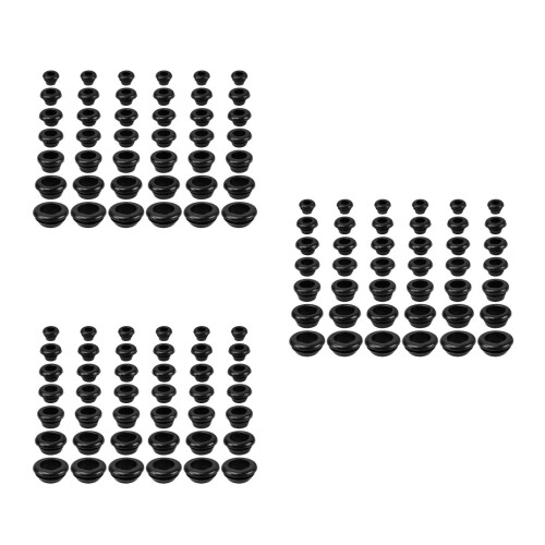 3Sets Rubber Grommets Assortment Black Waterproof Wire Hole Plugs Kit 1