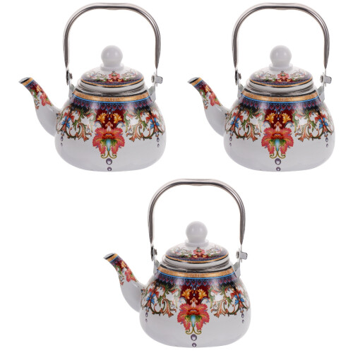 3Pièces Théière Émaillée À Large Bec Pour Facile 1