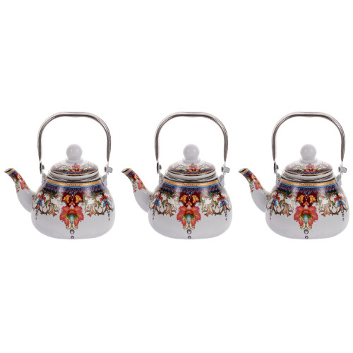 3Pièces Théière Émaillée À Large Bec Pour Facile 2