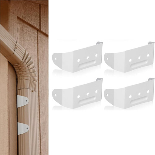 4 Pcs Gutter Downspout Straps Downspout Pipe Clip Hidden Bracket, Aluminum Rain Gutter Straps for Secure Wall Mounting 1
