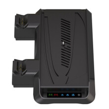 För PS5 Slim/för PS5 Pro Kylställ med Hörlurskrok LED-Kontrollladdningsstation 3-Växlad Kylfläkt Svart