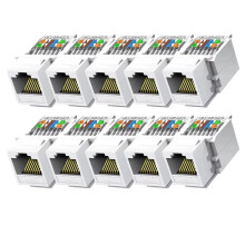 Prise RJ45 Cat5e Ethernet (Sans Perçage, Sans Outil) - Coupleur de Module RJ45 - Adaptateur Mural Femelle pour Module Ethernet