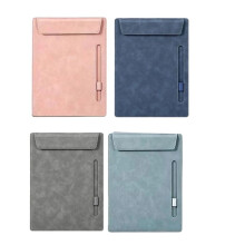 Leather Hardboard Workplace Clipboard, Magnetic Clip A4 Letter Size Clip Boards with Pen Holder for Students, Teacher