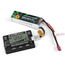 Digitales LCD-Akkukapazitätsmessgerät CellMeter8 2-8S mit Servofunktion für RC-Autos, Drohnen, Flugzeuge und Hubschrauber