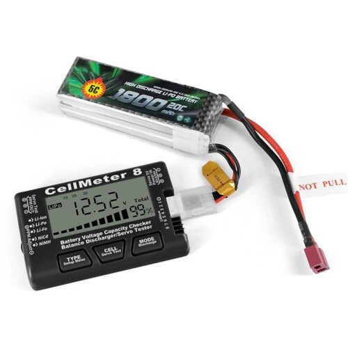 LCD Digital Battery Capacity Checker CellMeter8 2-8S with Servo Function for RC Car Drone Airplane Helicopter CellMeter