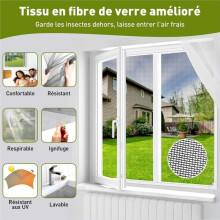 Moustiquaire en Fibre de Verre pour Fenêtre, Installation Auto-Adhésive, Toile Moustiquaire Domestique, Grille à Ventouse Magnétique Détachable