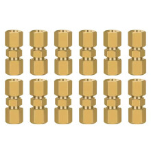 12PCS Brass Brake Compression Fittings for 3/16" Tubes Heavy Duty Leak-Proof Fittings