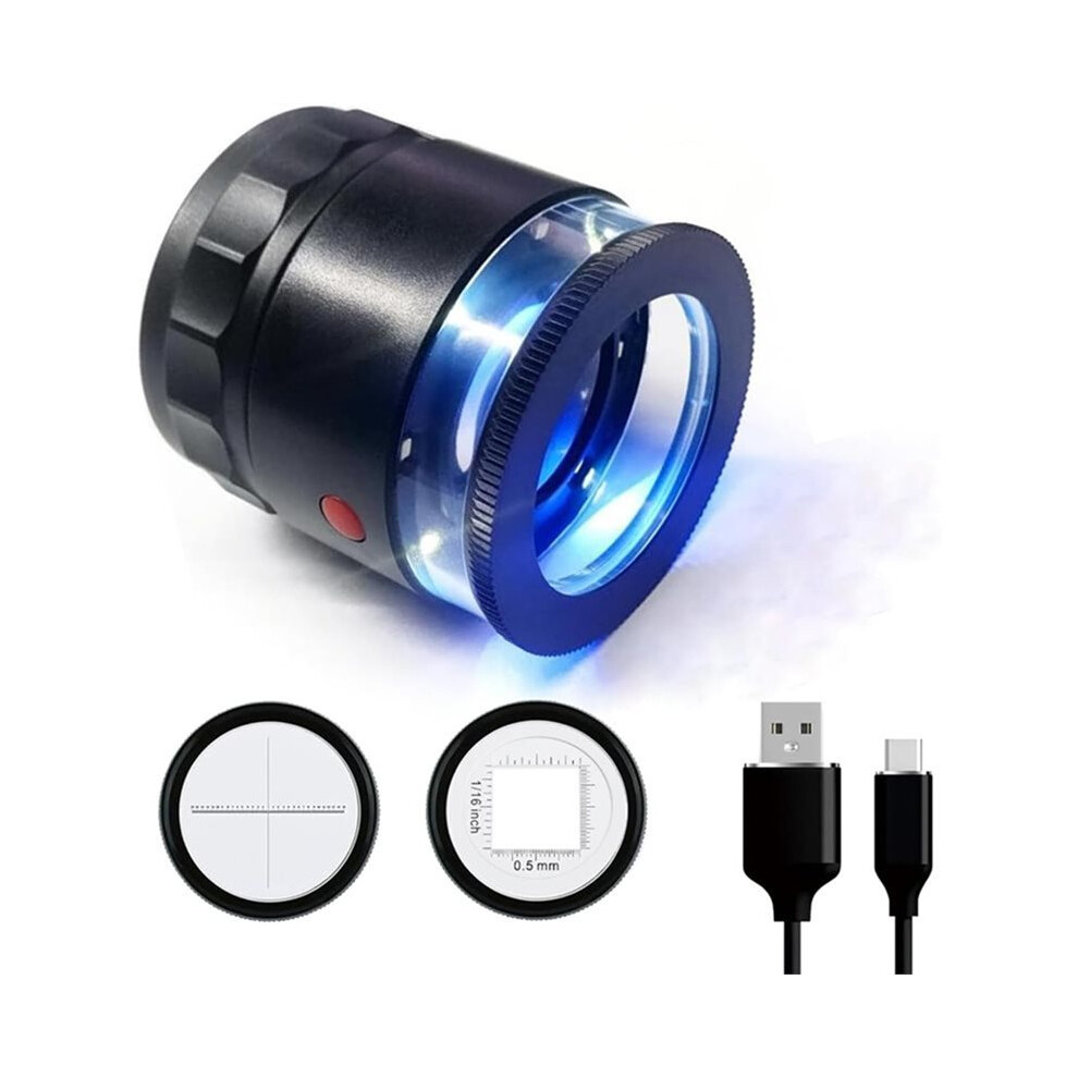 Saudism Rechargeable Loupe 10X Jewelers Loupe Magnifier With Uv And Led Lights, For Gemstones Identification
