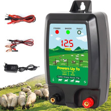 Electric Fence Device 12 V with LED Display, Electric Shepherd 2J Output for 10 Range, for Farm Animals,Eu Plug