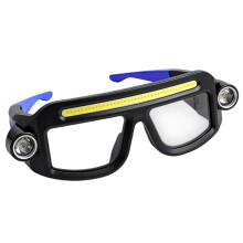 LED-Glasögon Skyddsglasögon med Lampor, Laddningsbar USB-Arbetslampa med 5 Lägen, Vattentät Pannlampa för Vandring och Camping