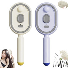 (Beige+purple, -) Cepillo pelo vapor eléctrico 2027 desenredante vaporizador reduce frizz estática