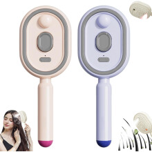 (Pink+purple, -) Cepillo pelo vapor eléctrico 2027 desenredante vaporizador reduce frizz estática