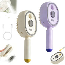 (C-2Pcs, -) Cepillo pelo vapor eléctrico recargable luz roja cojín aire anti-frizz