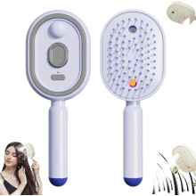 (Purple*1, -) Cepillo pelo vapor eléctrico 2027 desenredante vaporizador reduce frizz estática