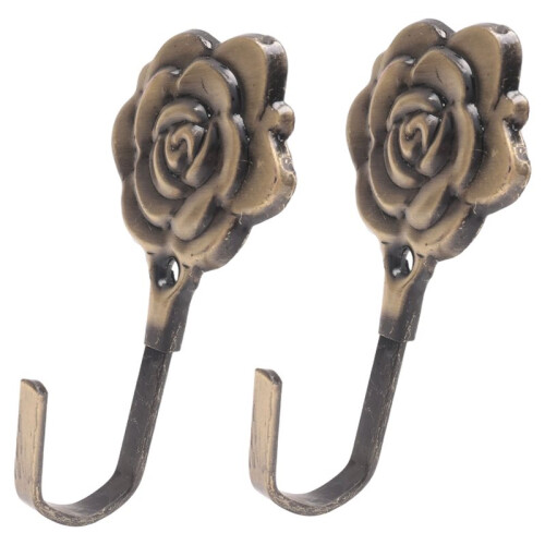 2Pcs Metal Rose Flower Curtain Tie Back Tieback Holders Wall Hooks Decor