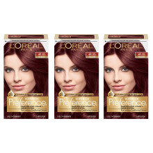 L'Oreal Paris Superior Preference Coloración Permanente 4R Castaño Oscuro, Pack de 3