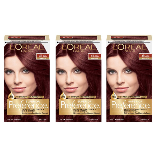 L'Oreal Paris Superior Preference Kleur, 4R Donker Kastanje, 3-pack, Haarverf
