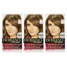 L'Oreal Paris Excellence Creme Hårfärg, 6 Ljus Askbrun, 3-pack
