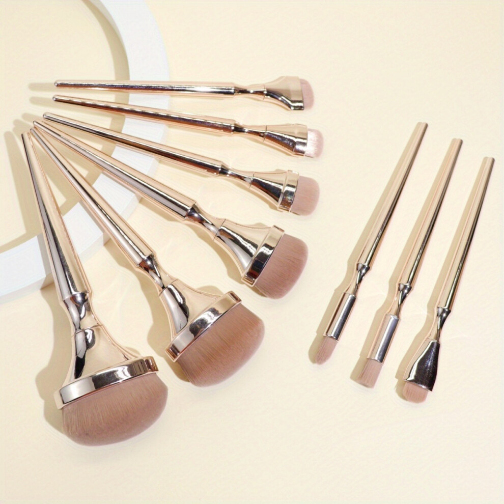 Golden (9Pcs Rose ) [Professional|Rose ] 9Pcs Professional Rose Makeup Brush Set | Bb Cream, Contour, Foundation