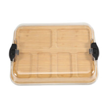 Bambus-Schneidebrett mit Deckel, Schwarze Griffe, 11 X 14 Zoll - Perfekt für Wurstwaren, Snacks und Mehr