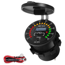 SchnellladegeräT mit 18-W-Typ-C-PD-Buchse und Wasserdichtem LED-Voltmeter-Schaltnetzschalter für Auto-Boots-Lkw