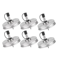 6 STÜCK Edelstahl 70Mm Einmach Glas mit Normalem Mund Ausguss Deckel mit Kunst Stoff Kappen für Oliven öL Cocktail Spender