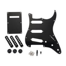 Set Of 3 Ply Black 11 Hole Sss Guitar Pickguard for Strat Back Plate Pickup Covers Knobs Guitarra Tips -48 x 52 x 52Mm
