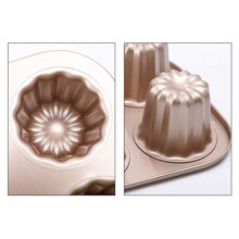 Canele-Form-Kuchenform mit 4 Mulden, Antihaftbeschichtete Canele-Backform für Den Ofen, Caneles-Form-Backgeschirr Aus Kohlenstoffstahl